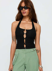 Just Talk Button Up Top Black