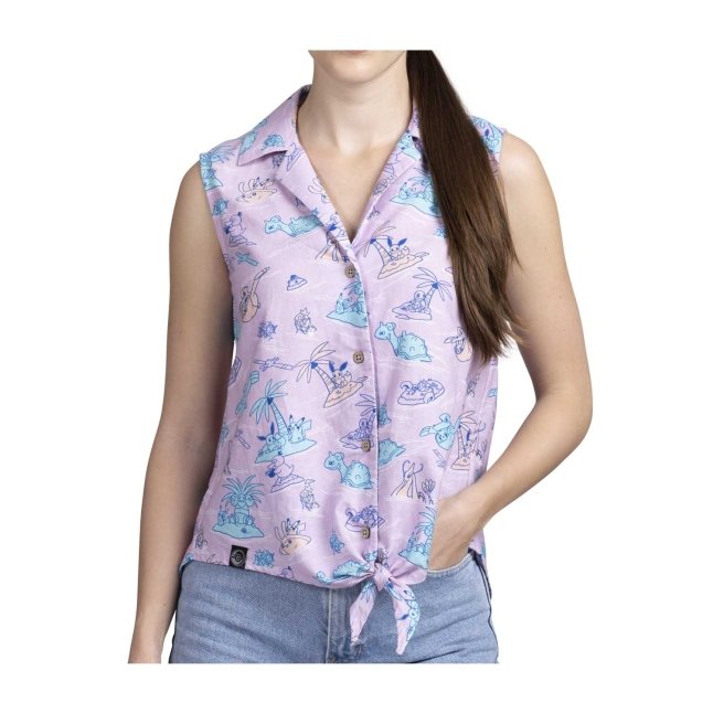 Pokémon Tropical Sunny Seas Purple Sleeveless Tropical Shirt - Women
